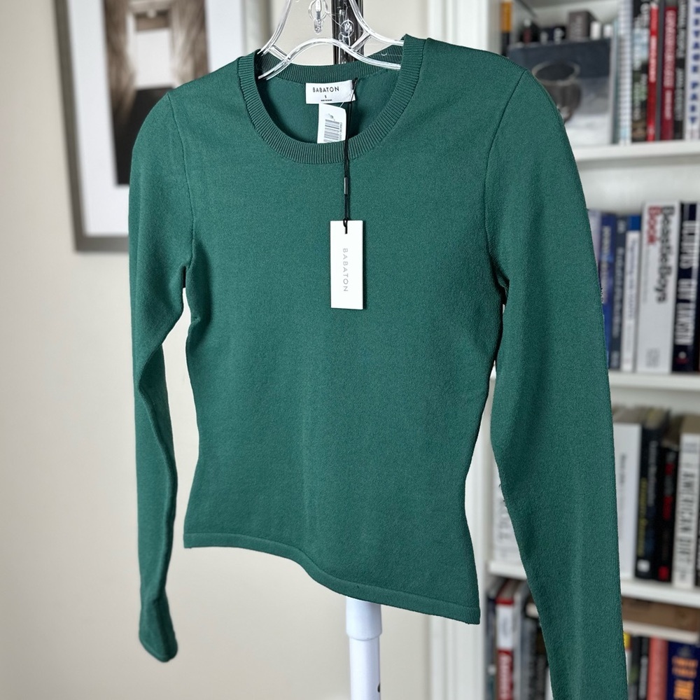 Babaton Sculpt Knit Crew Longsleeve, forest green, size S
